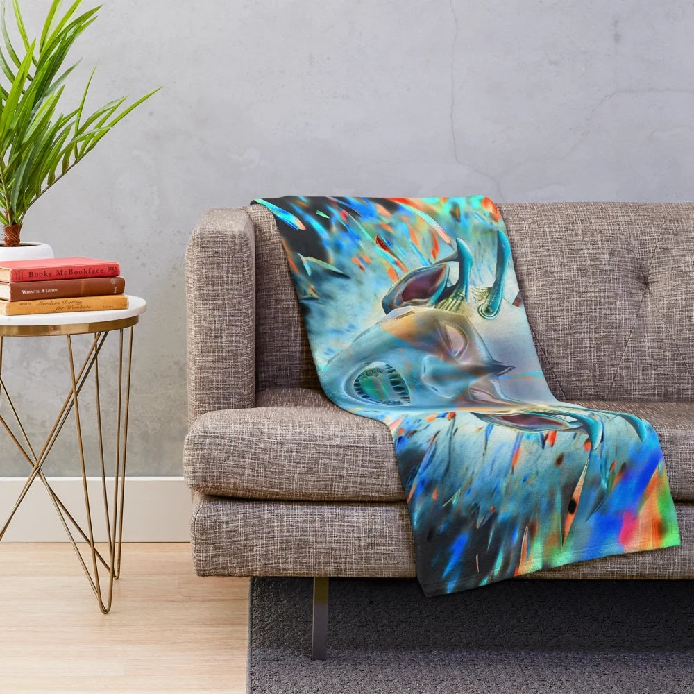 Intergalactic alien plush blanket with sci-fi and fantasy design