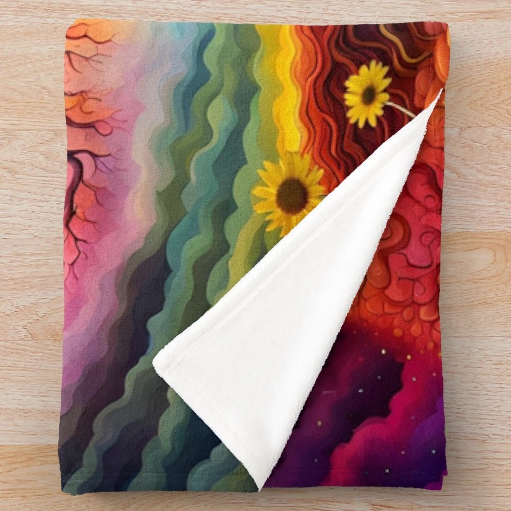 Intergalactic Android Tree Plush Blanket with Sci-Fi Fantasy Patterns