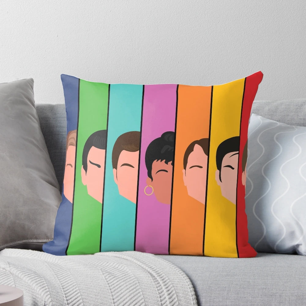 Intergalactic Crew Pillow featuring the iconic characters of the Star Trek franchise