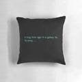 Intergalactic sci-fi themed decorative pillow in blue and black colors