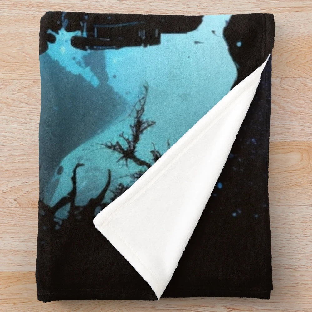 Intergalactic space marine plush blanket with a starry night design