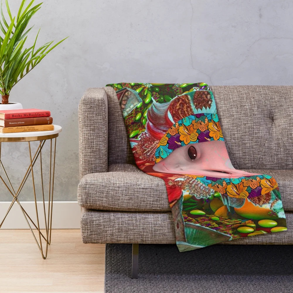 Interstellar Flower Plush Blanket - Cosmic Boho Alien Themed Decor