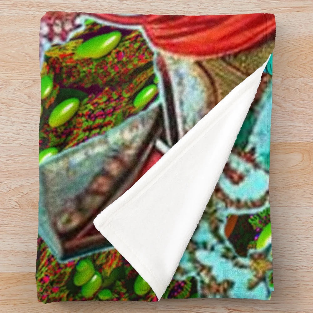 Interstellar Flower Plush Blanket - Cosmic Boho Alien Themed Decor