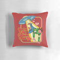 A retro-style pillow with a heart and sci-fi elements, perfect for Valentine's Day