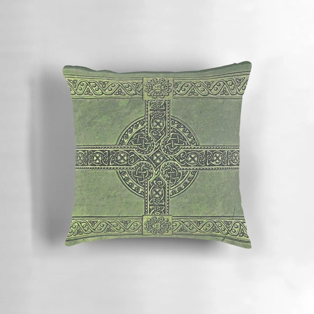 Decorative Celtic knotwork pattern on a plush pillow