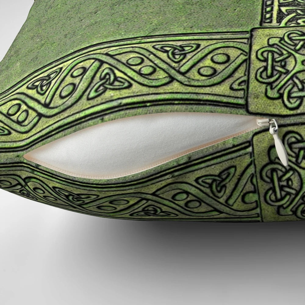 Decorative Celtic knotwork pattern on a plush pillow