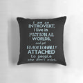 Cozy pillow featuring an illustration of fictional characters and worlds, perfect for book lovers and introverts.