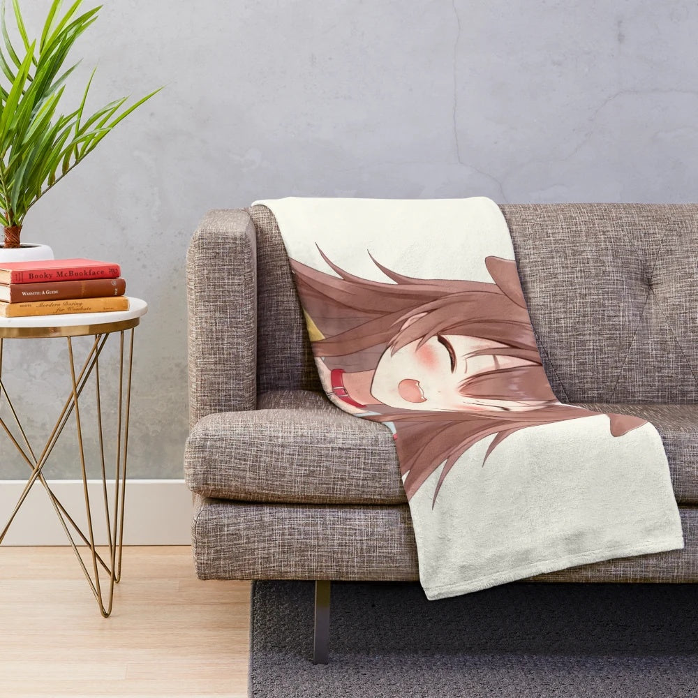 Inugami Korone inspired plush blanket featuring the popular Hololive virtual youtuber