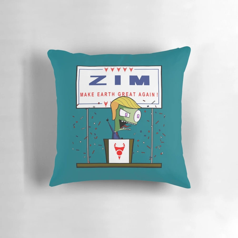 Invader Zim "Make Earth Great Again!" themed throw pillow