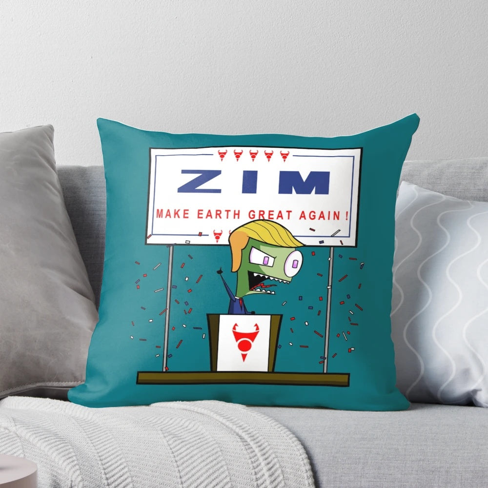 Invader Zim "Make Earth Great Again!" themed throw pillow