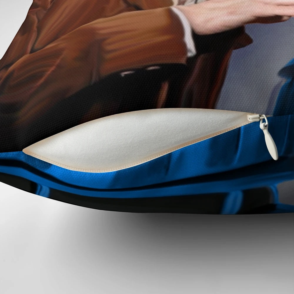 Stylish pillow featuring iconic Doctor Who characters and the Invasion Earth 2150 theme