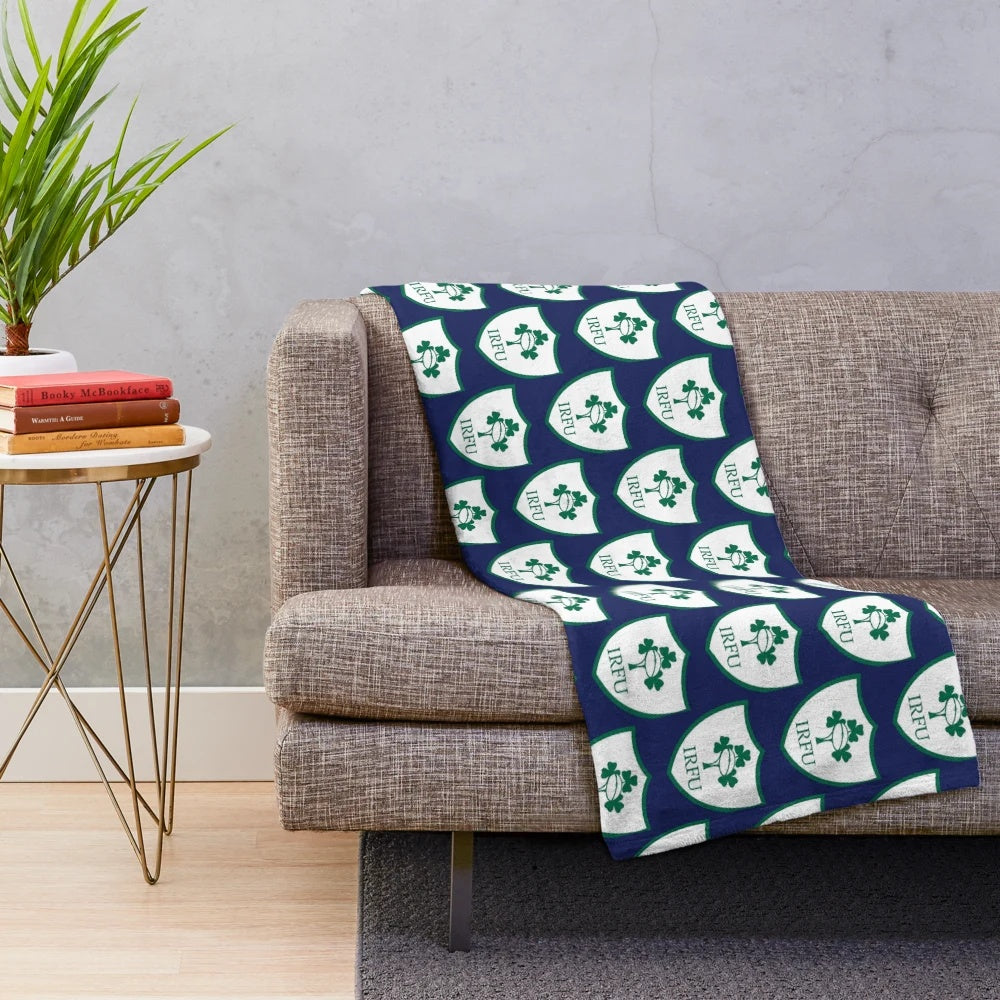 Ireland rugby plush blanket with badges and flags