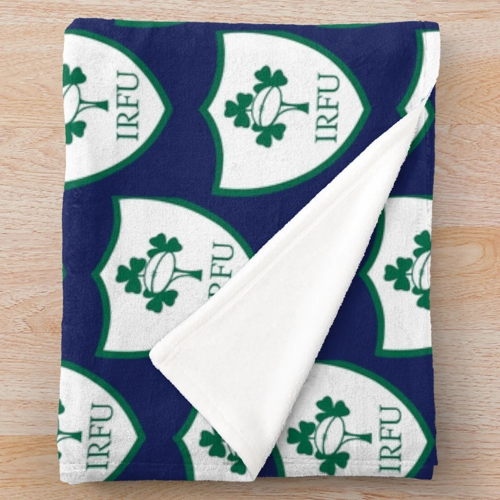 Ireland rugby plush blanket with badges and flags