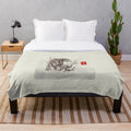 Japanese tiger plush blanket with irezumi tattoo style design