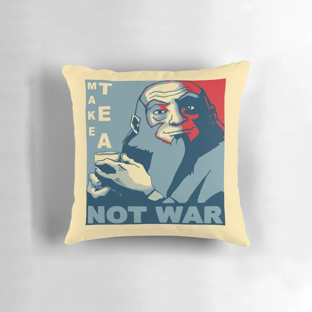 Iroh inspired "Make Tea Not War" decorative throw pillow