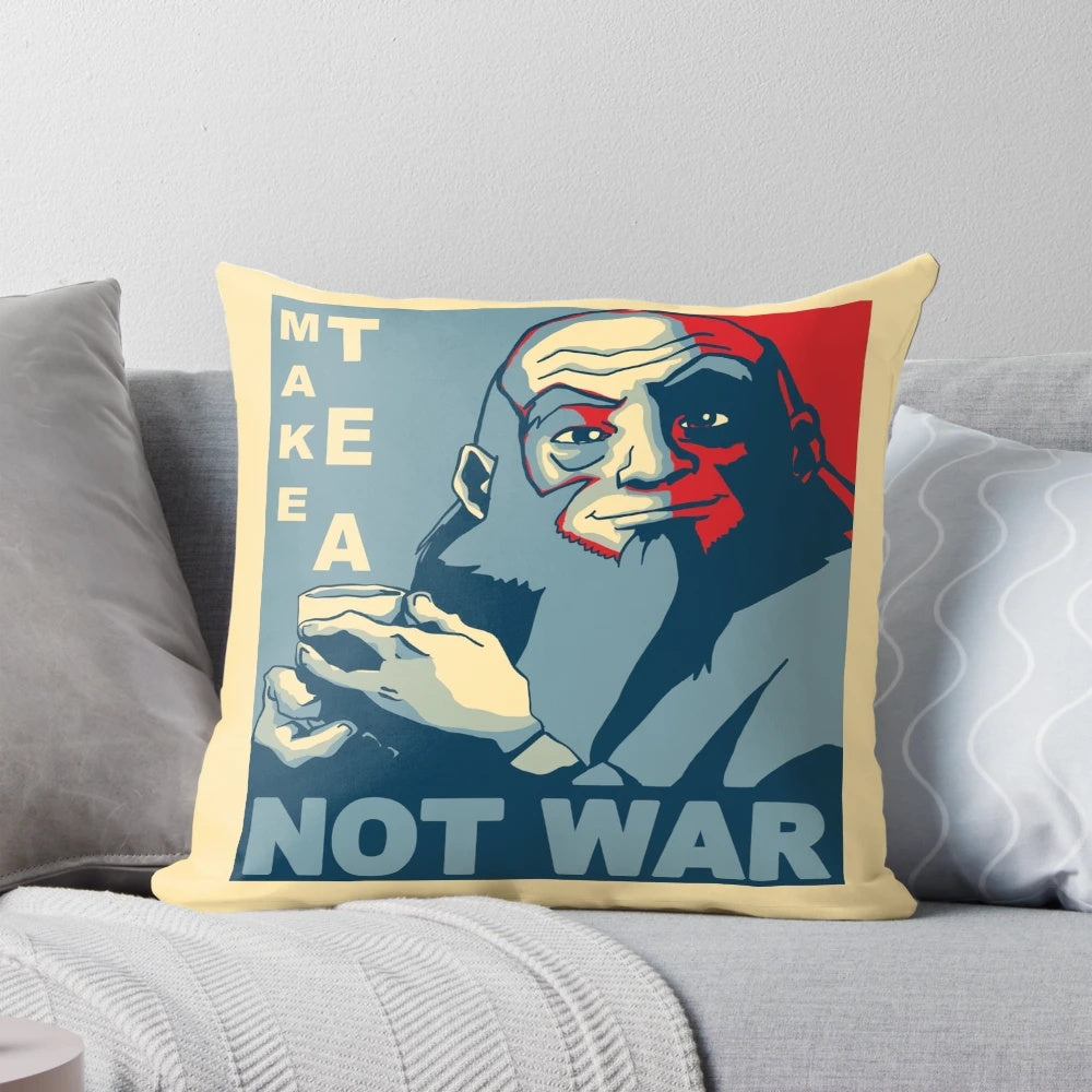 Iroh inspired "Make Tea Not War" decorative throw pillow