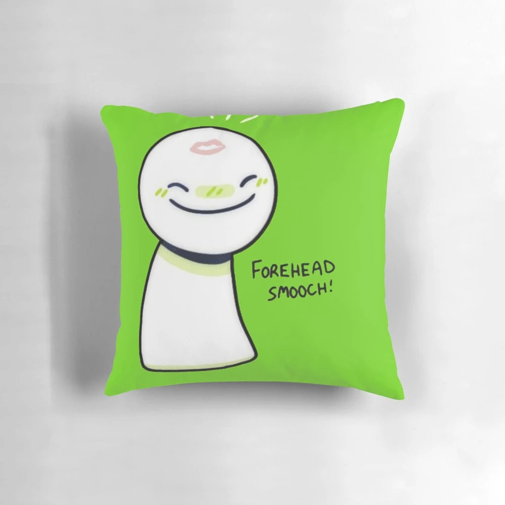 Adorable Minecraft-themed pillow with a forehead smooch design