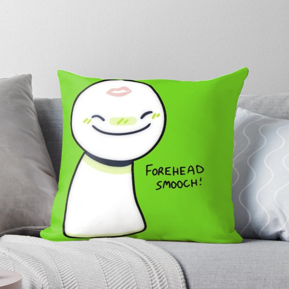 Adorable Minecraft-themed pillow with a forehead smooch design