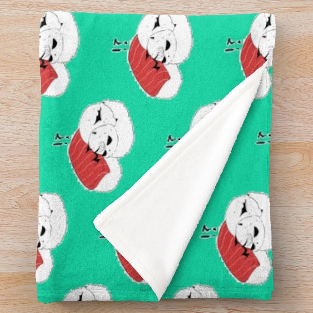 Iruma-kun inspired sushi plush blanket, featuring the characters from the anime "Welcome to Demon School, Iruma-kun