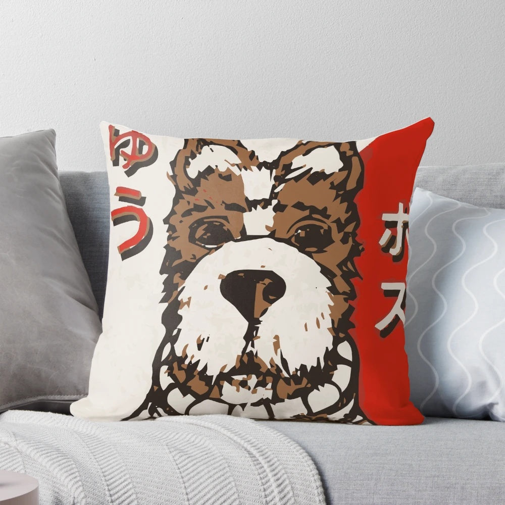 Isle of Dogs Boss Baseball Card Pillow, featuring the iconic character from the Wes Anderson film
