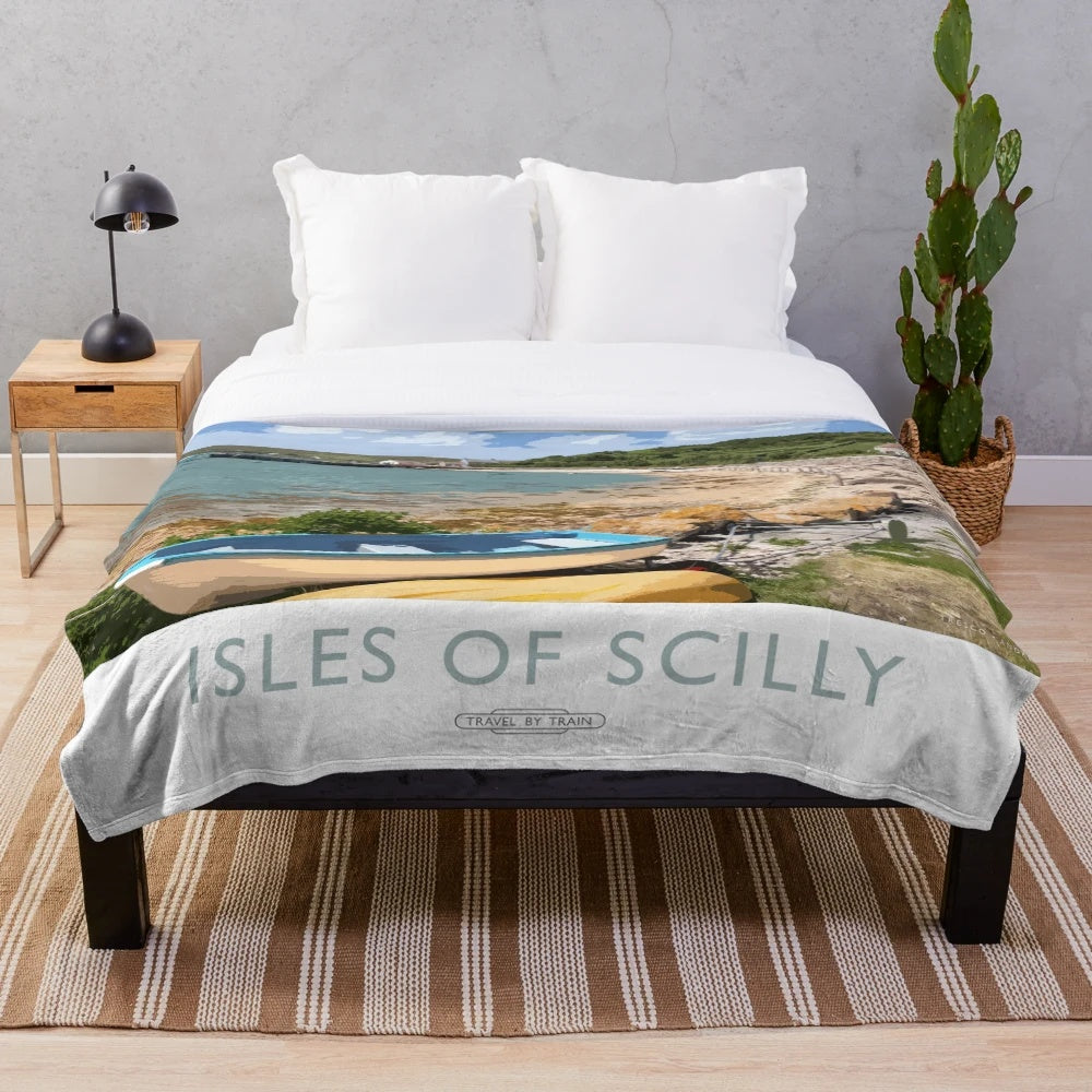 Isles of Scilly plush blanket featuring a scenic landscape photograph