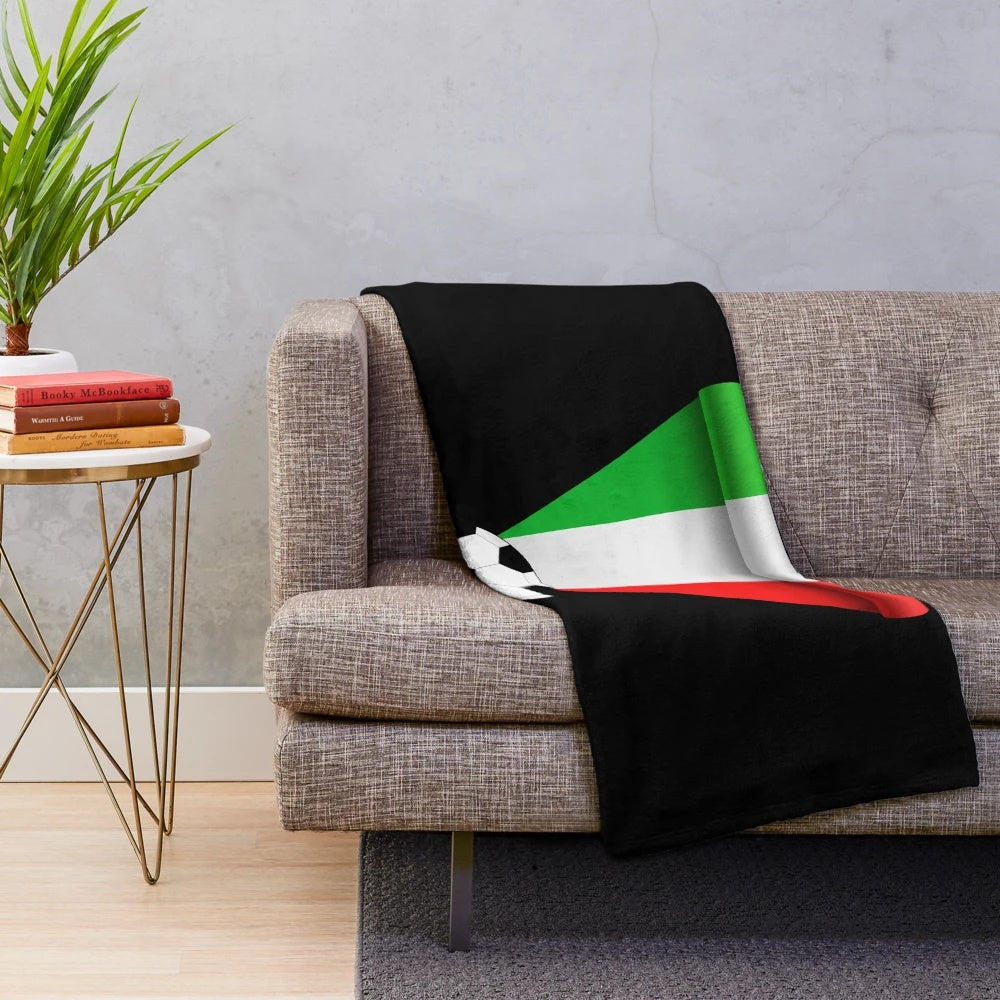 Italy Soccer Inspired Plush Blanket Featuring the Azzurri Colors and Crest