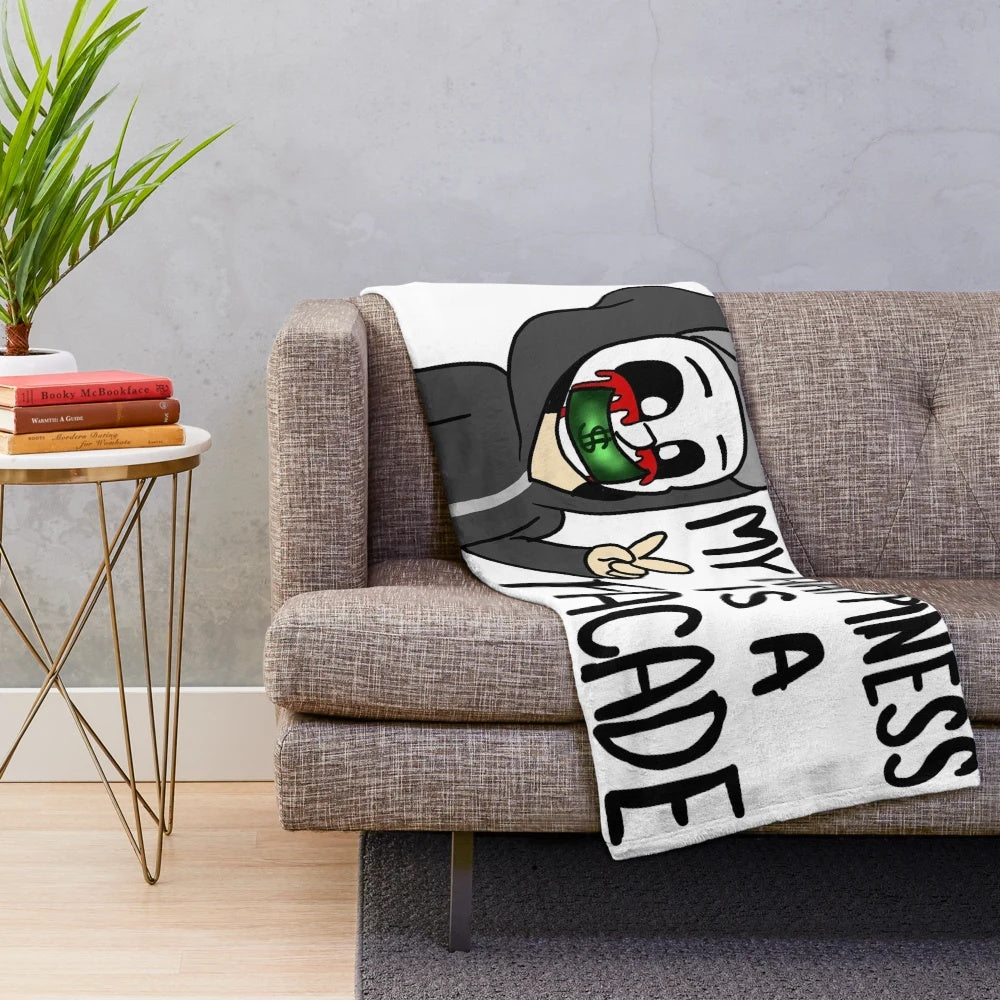 Soft, cozy plush blanket featuring the J-Dog design from Hollywood Undead