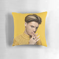 Realistic digital illustration of actor Jace Norman as the character Vulkan on a magazine cover style pillow.