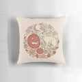 Pillow featuring a whimsical jackalope and jack-o-lantern in an autumnal scene, perfect for Halloween and fall decorating.
