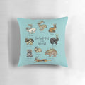 Decorative pillow featuring a jackalope, a mythological rabbit-deer hybrid creature from folklore.
