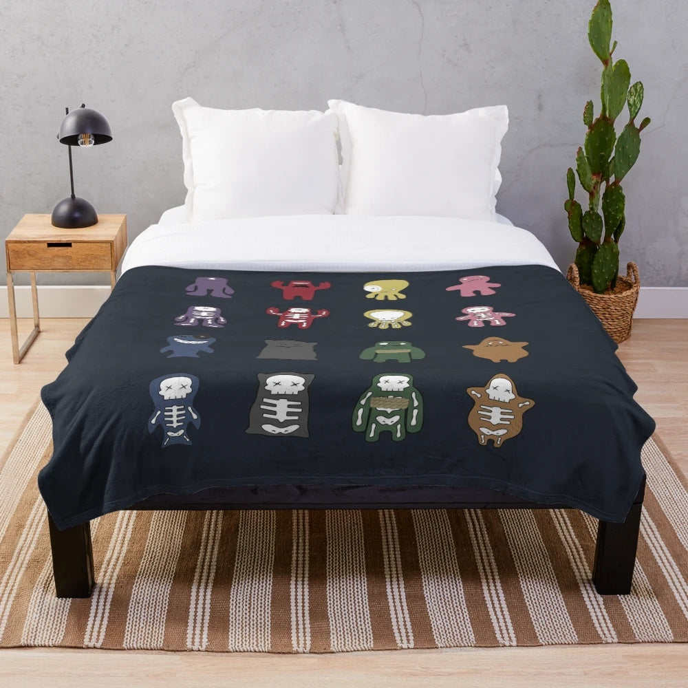 Jackbox Party Trivia Murder Party inspired plush blanket with seven deadly sins icons