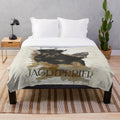 Jagdterrier inspired plush blanket with hunting boar design