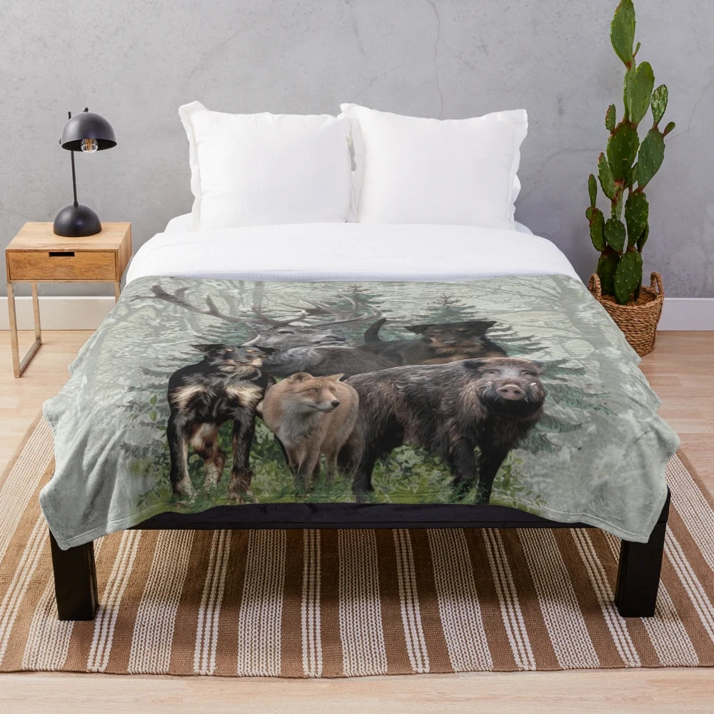 Jagdterrier hunting dog themed plush blanket