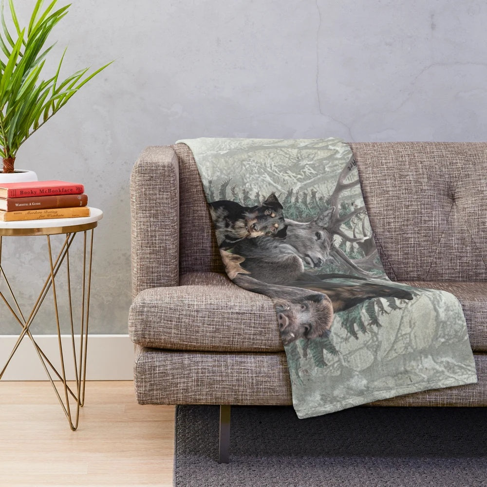 Jagdterrier hunting dog themed plush blanket