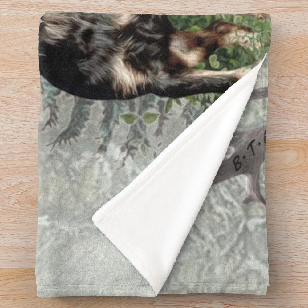 Jagdterrier hunting dog themed plush blanket