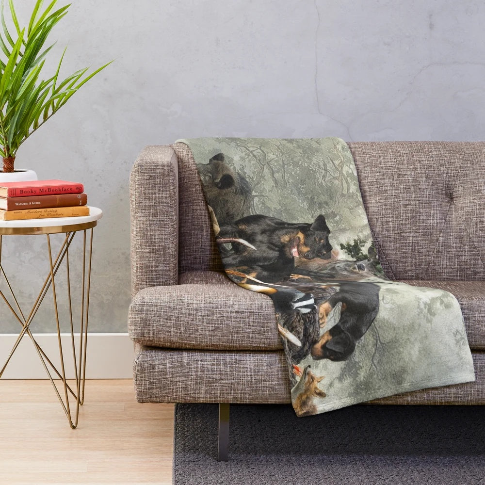 Jagdterrier hunting dog art plush blanket