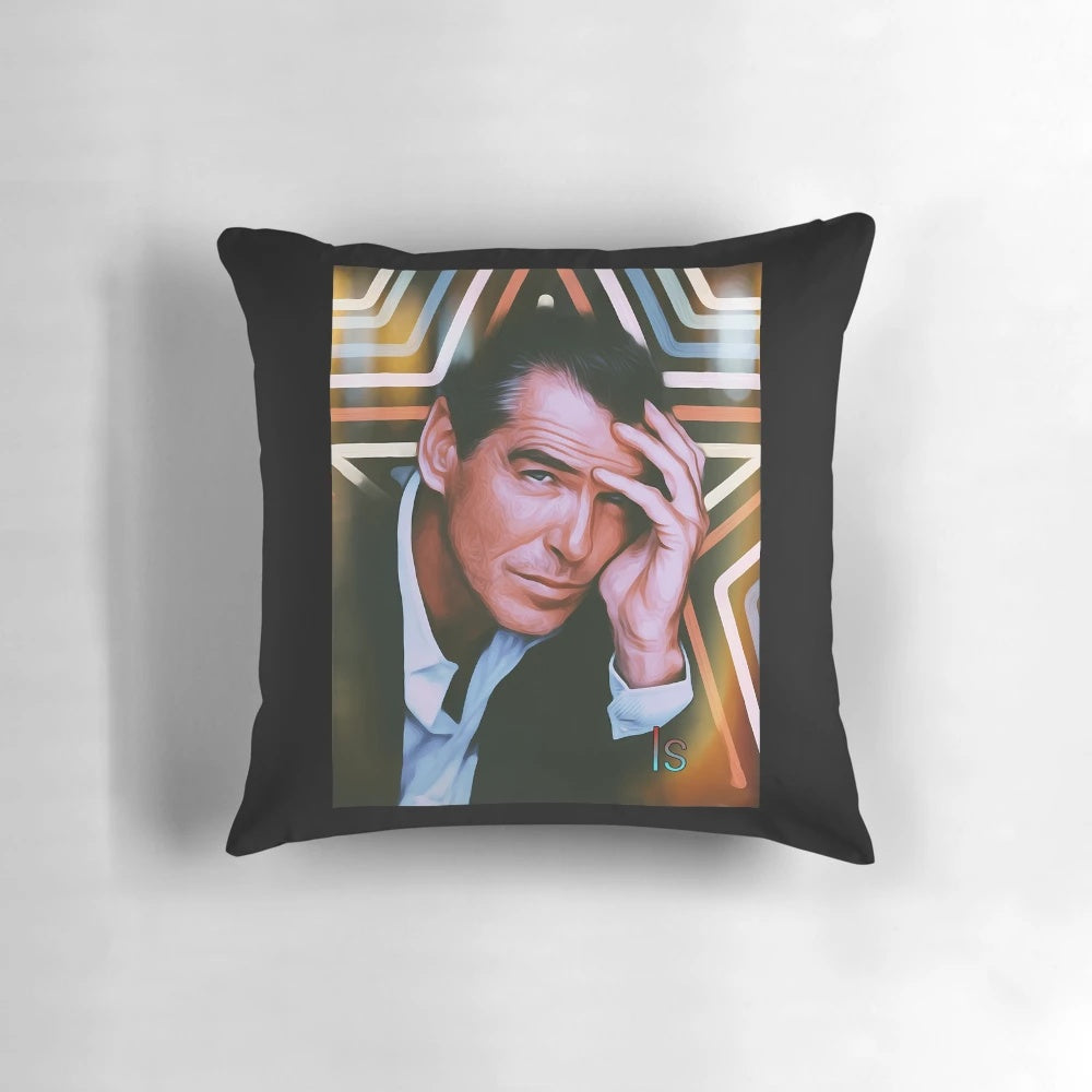 Pierce Brosnan as James Bond 007 on a decorative pillow