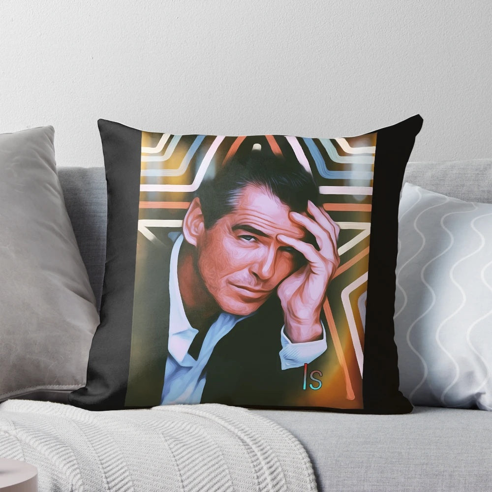 Pierce Brosnan as James Bond 007 on a decorative pillow