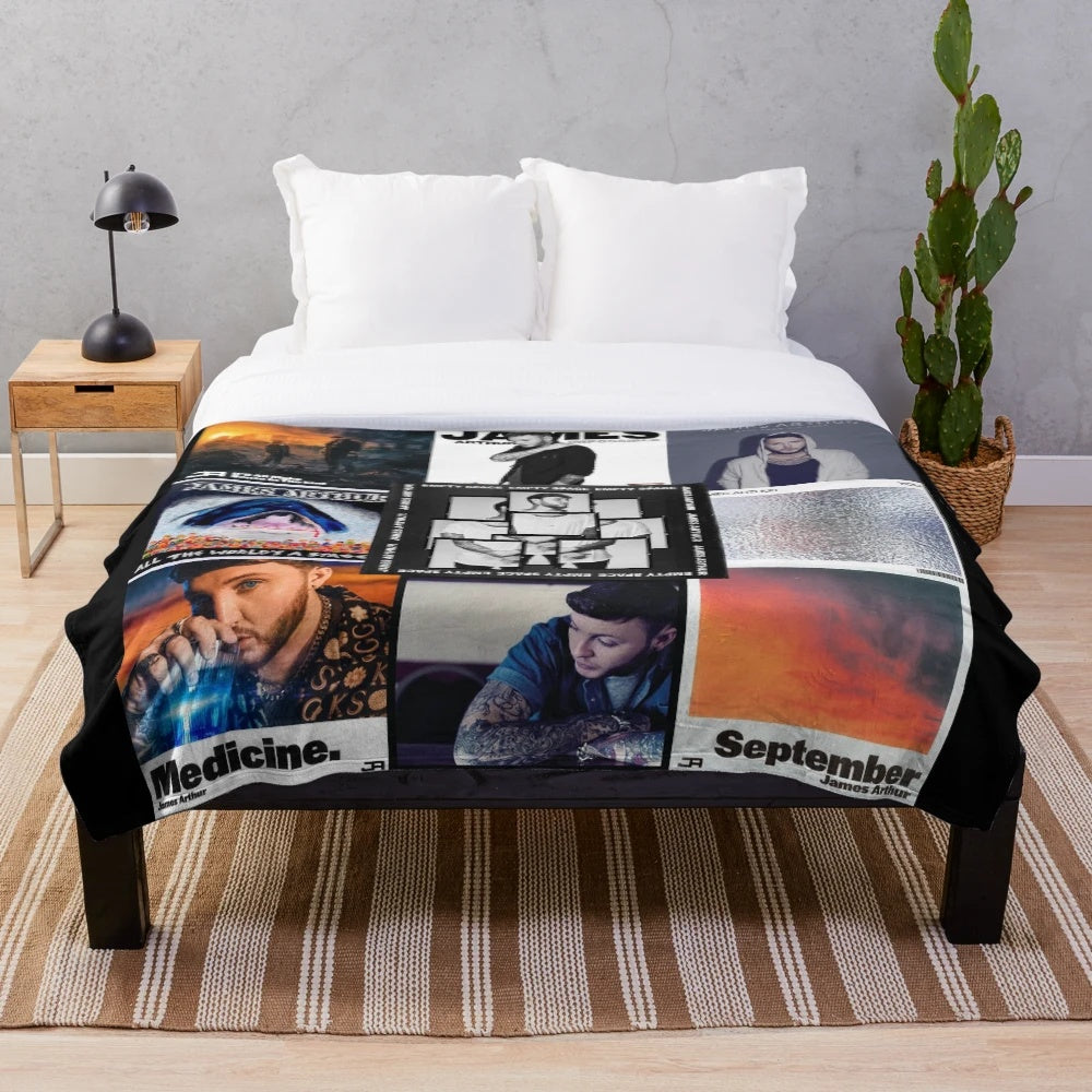 James Inspired Plush Blanket with Arthur World Tour 2022 Design