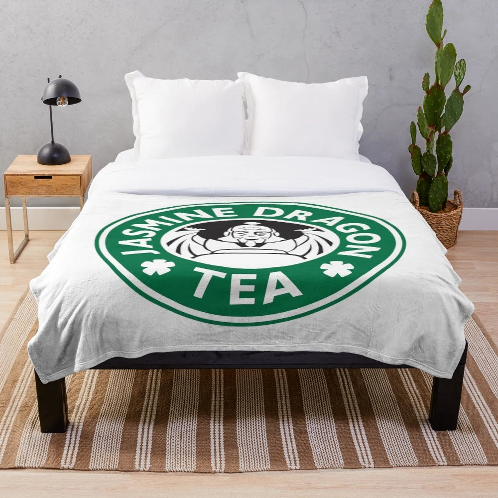 Jasmine Dragon inspired plush blanket with ATLA parody design