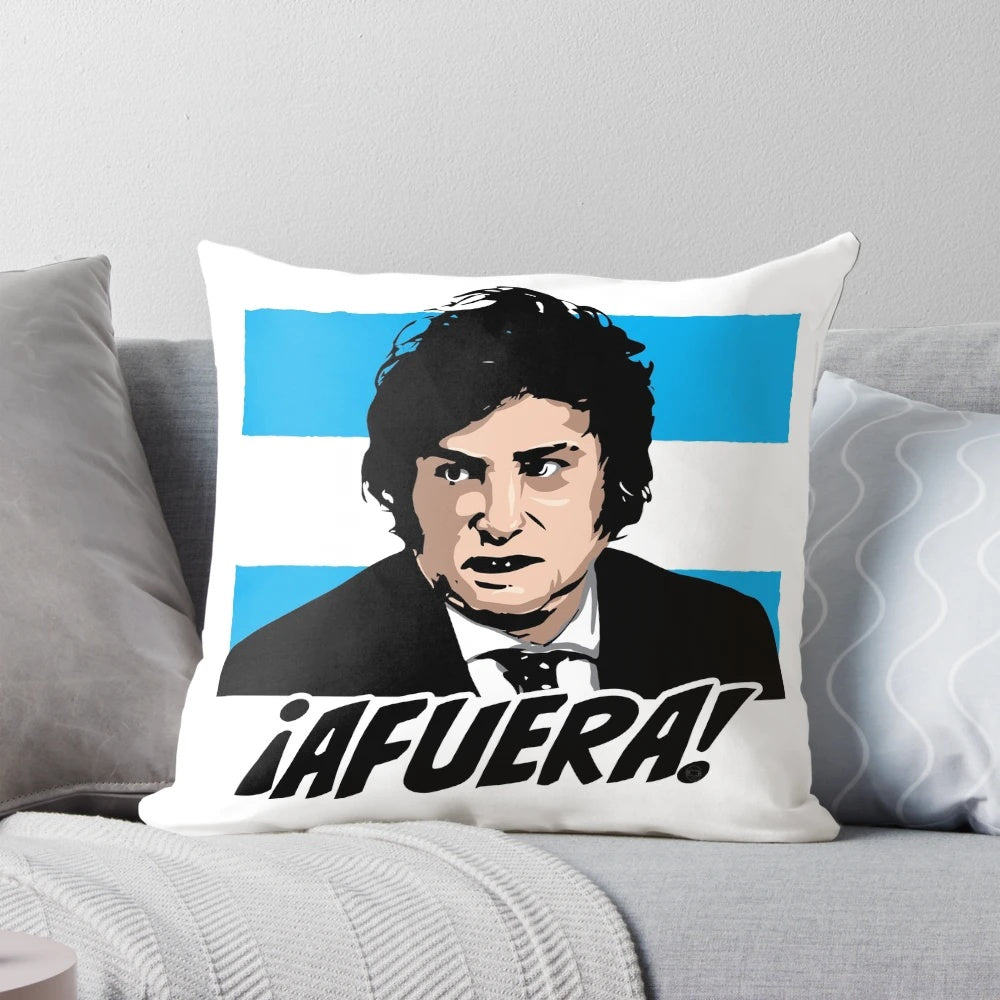 Javier Milei "Afuera" Political Pillow for Home and Office Decor