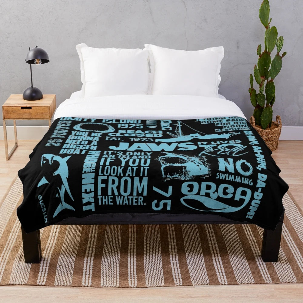 Jaws movie-themed plush blanket
