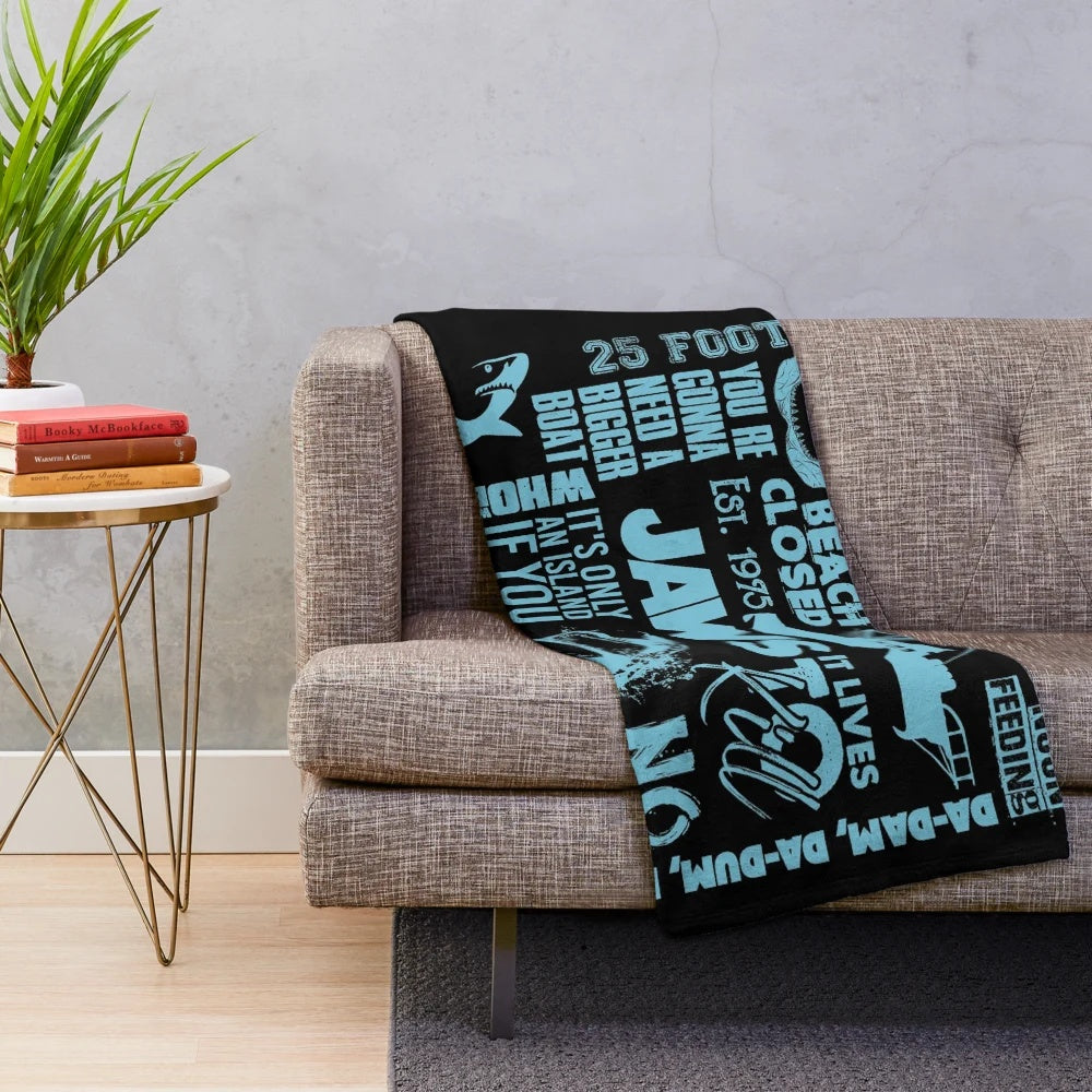 Jaws movie-themed plush blanket