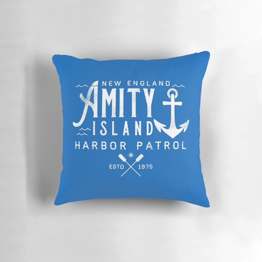 Amity Island Shark Harbor Patrol Pillow with Jaws-inspired design