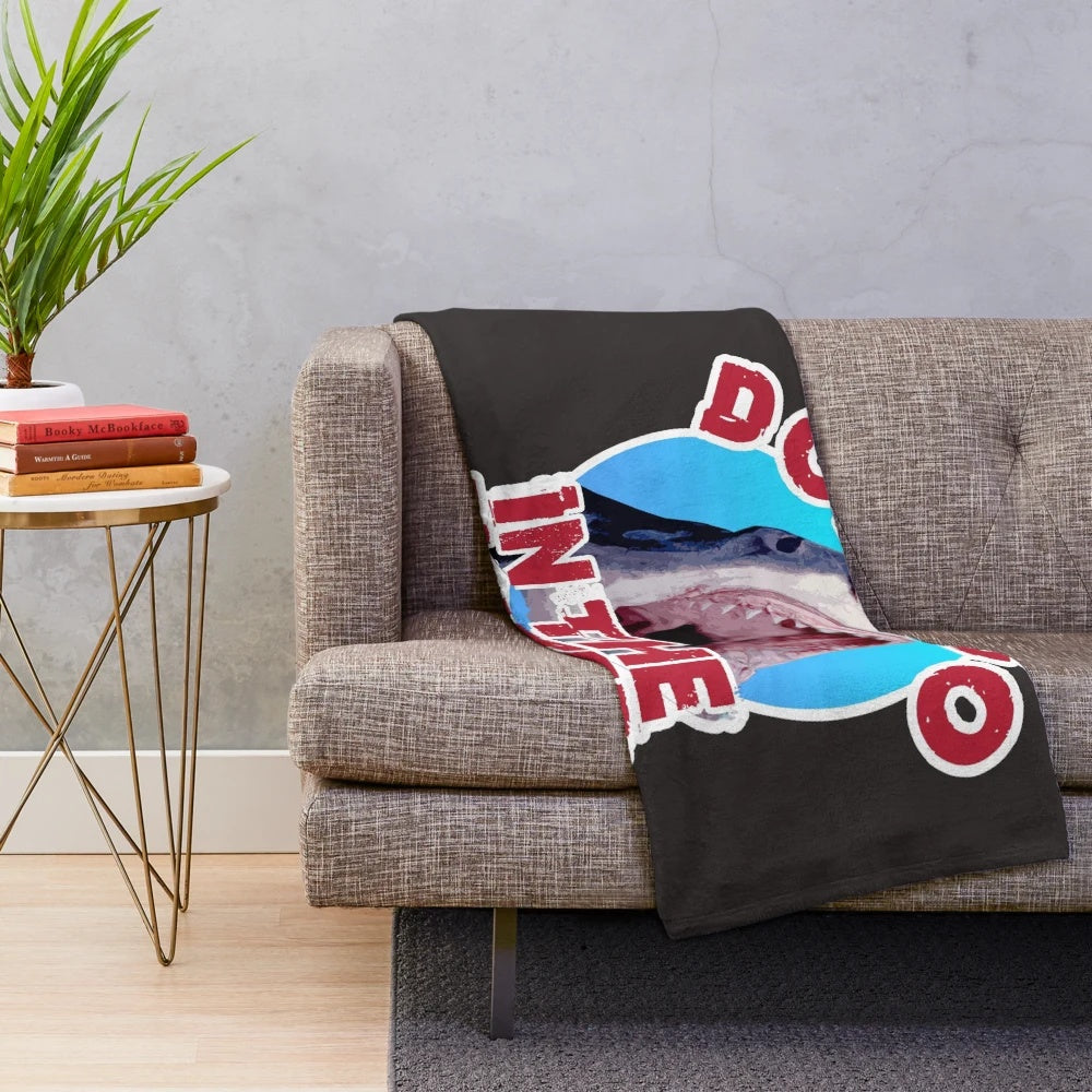 Jaws movie inspired plush blanket with classic horror movie graphics