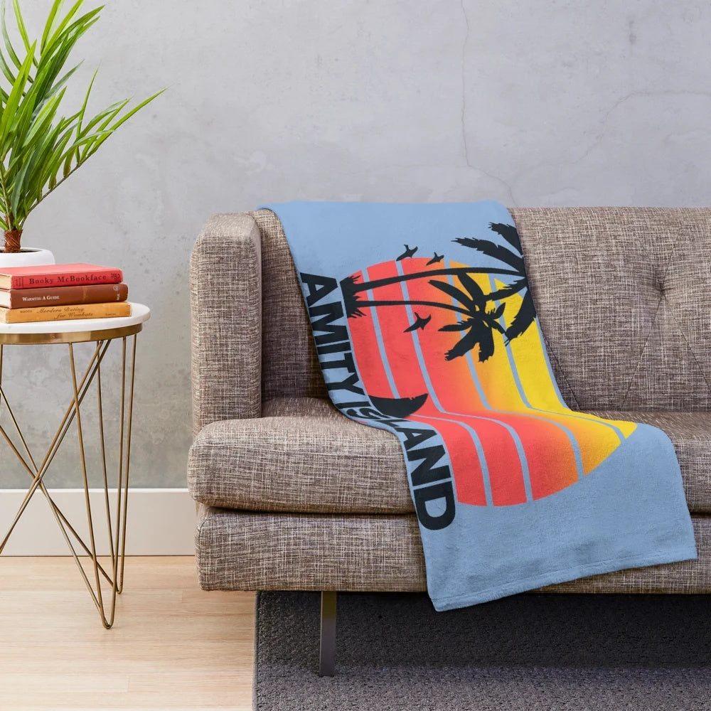 Jaws movie-themed plush blanket featuring Amity Island
