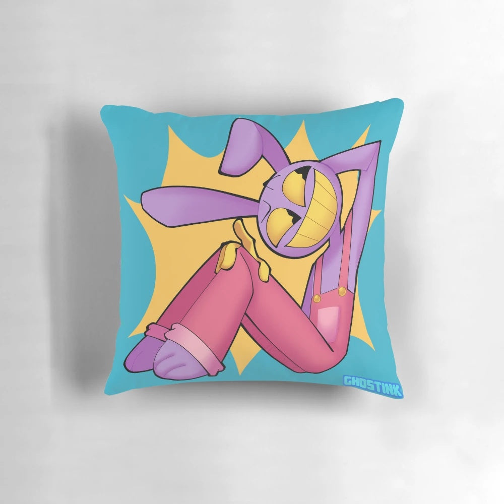 Soft and plush Jax pillow featuring TADC and Digital Circus fanart design