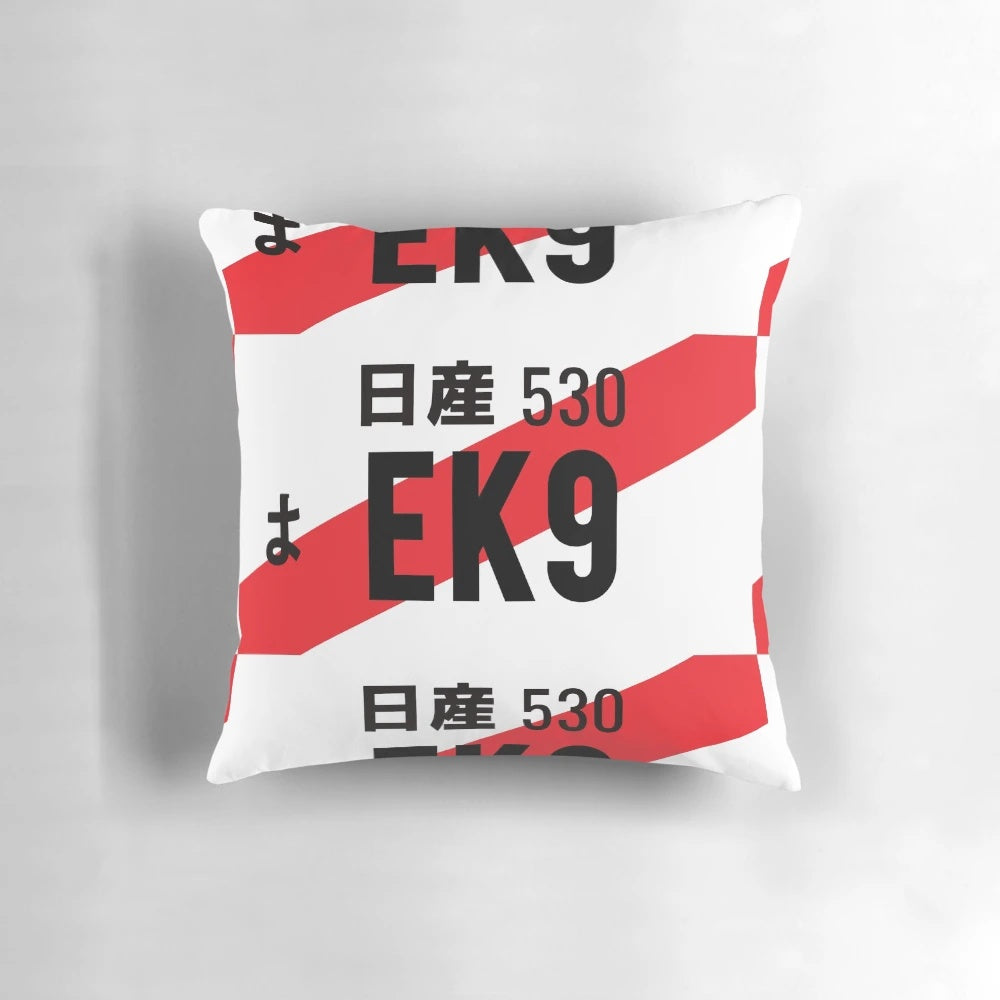 JDM-inspired number plate pillow featuring Honda EK9 and VTEC design