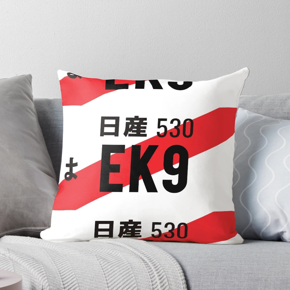 JDM-inspired number plate pillow featuring Honda EK9 and VTEC design
