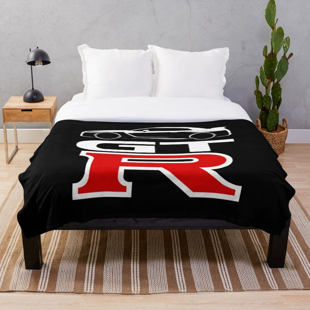 Plush blanket featuring a Nissan GT-R, a popular JDM supercar